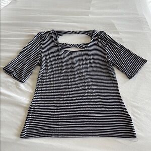 Market & Spruce Blue Cut Out 3/4 Sleeve Blouse